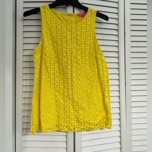 Lilly Pulitzer Yellow Eyelet Tank Too Size Small